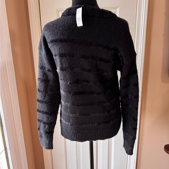 Ann Taylor Women’s Striped Fringe Black Sweater-xSmall NWT - Picture 6 of 10